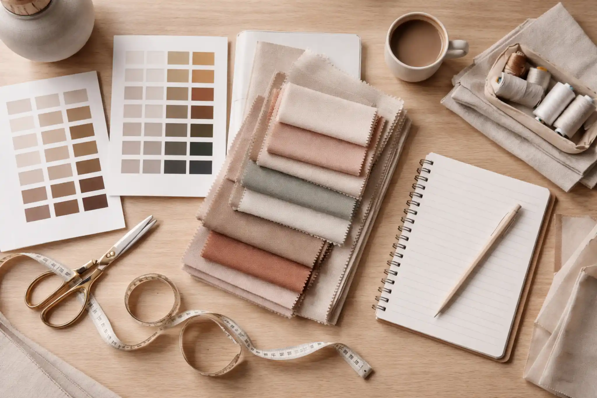 Fashion Apparel Clothing | Apparel Sourcing, Fabrics & Garment Production Insights 16 Fabric swatches and tools used in apparel sourcing and material selection