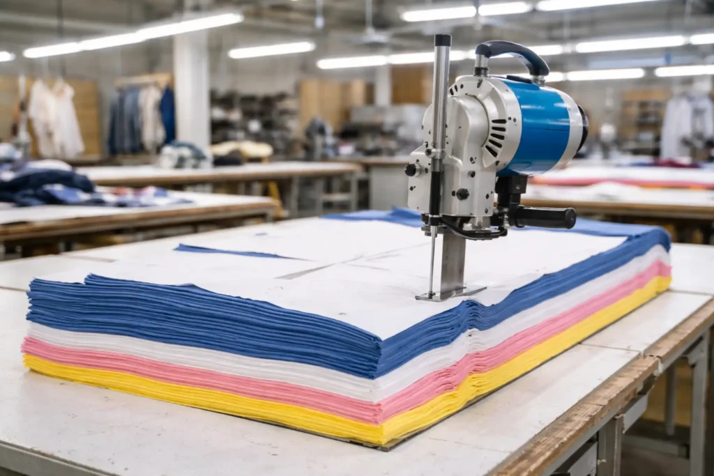 Fabric cutting process in apparel manufacturing