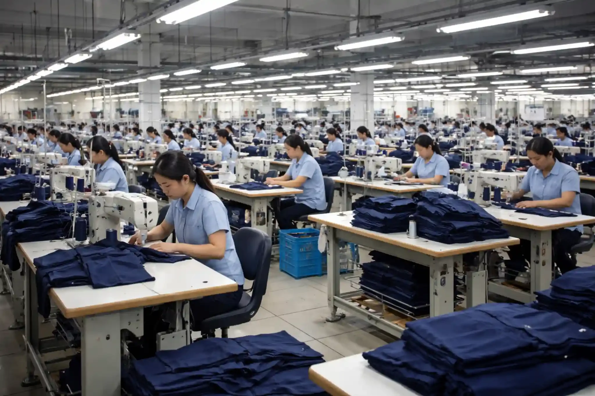 Garment manufacturing process in factory