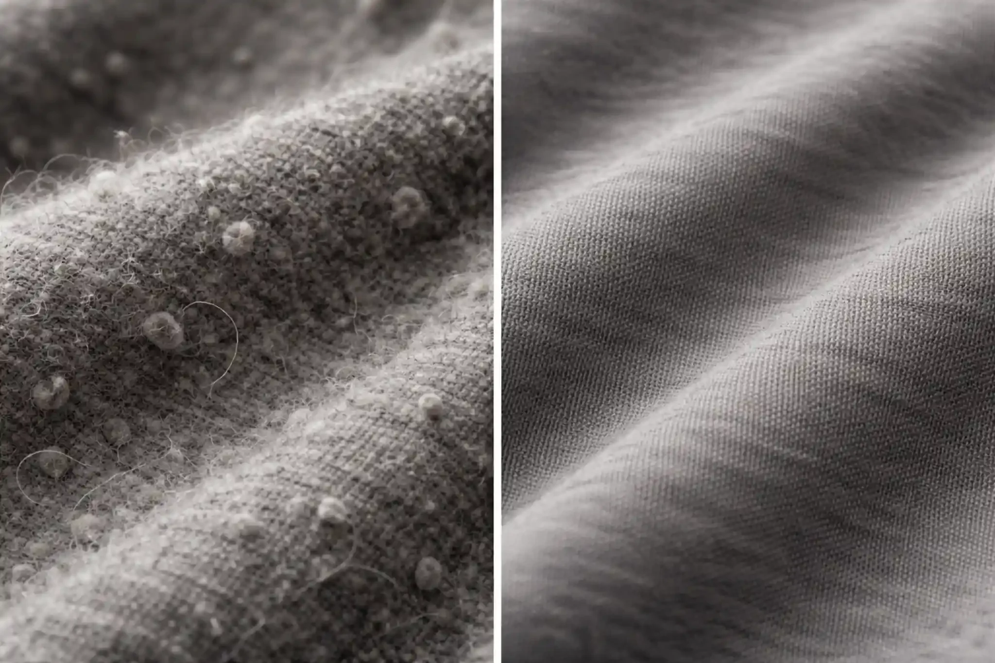Fabric quality comparison showing wear and durability