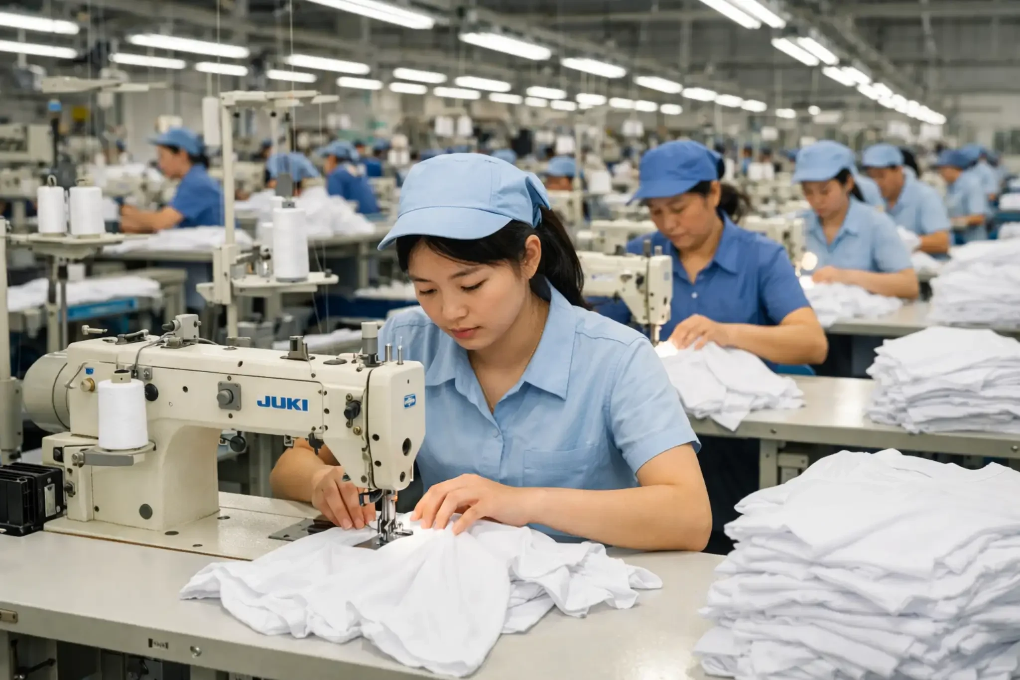Apparel production process in factory